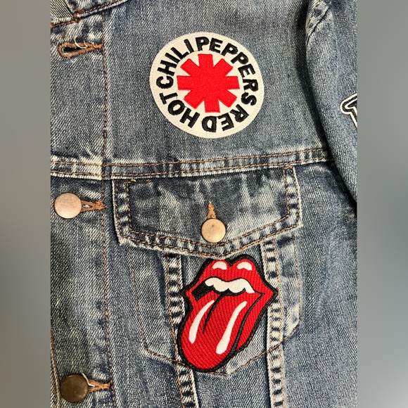 Elwood Garage Trucker Denim Jacket AC DC Pink Floyd LED Zeppelin Guns N Roses - Picture 9 of 9